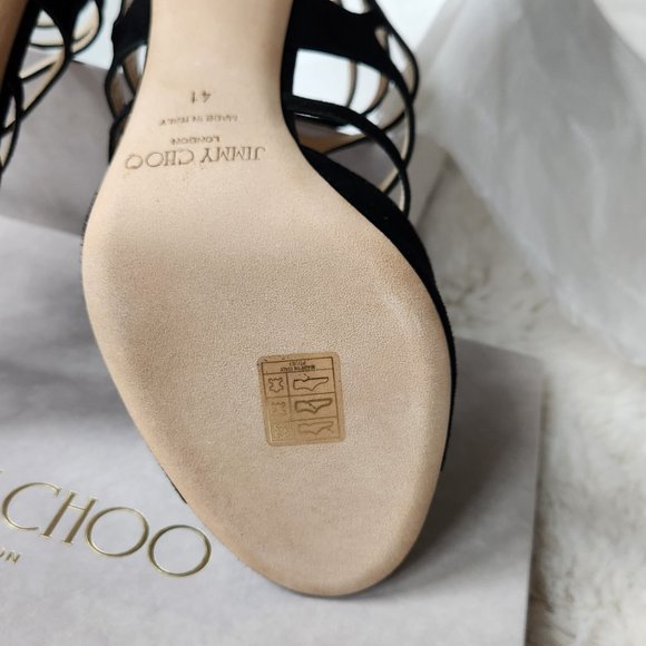 NWT Jimmy Choo Ren85 Suede Cut-out Heeled Sandals - Picture 7 of 14